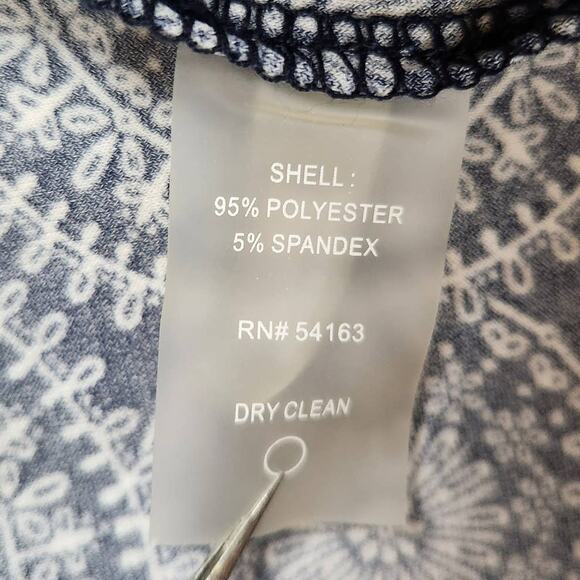 Tommy Hilfiger Dress Womens 2 Navy Blue White Medallion Print 3/4 Sleeve Midi - Picture 10 of 14